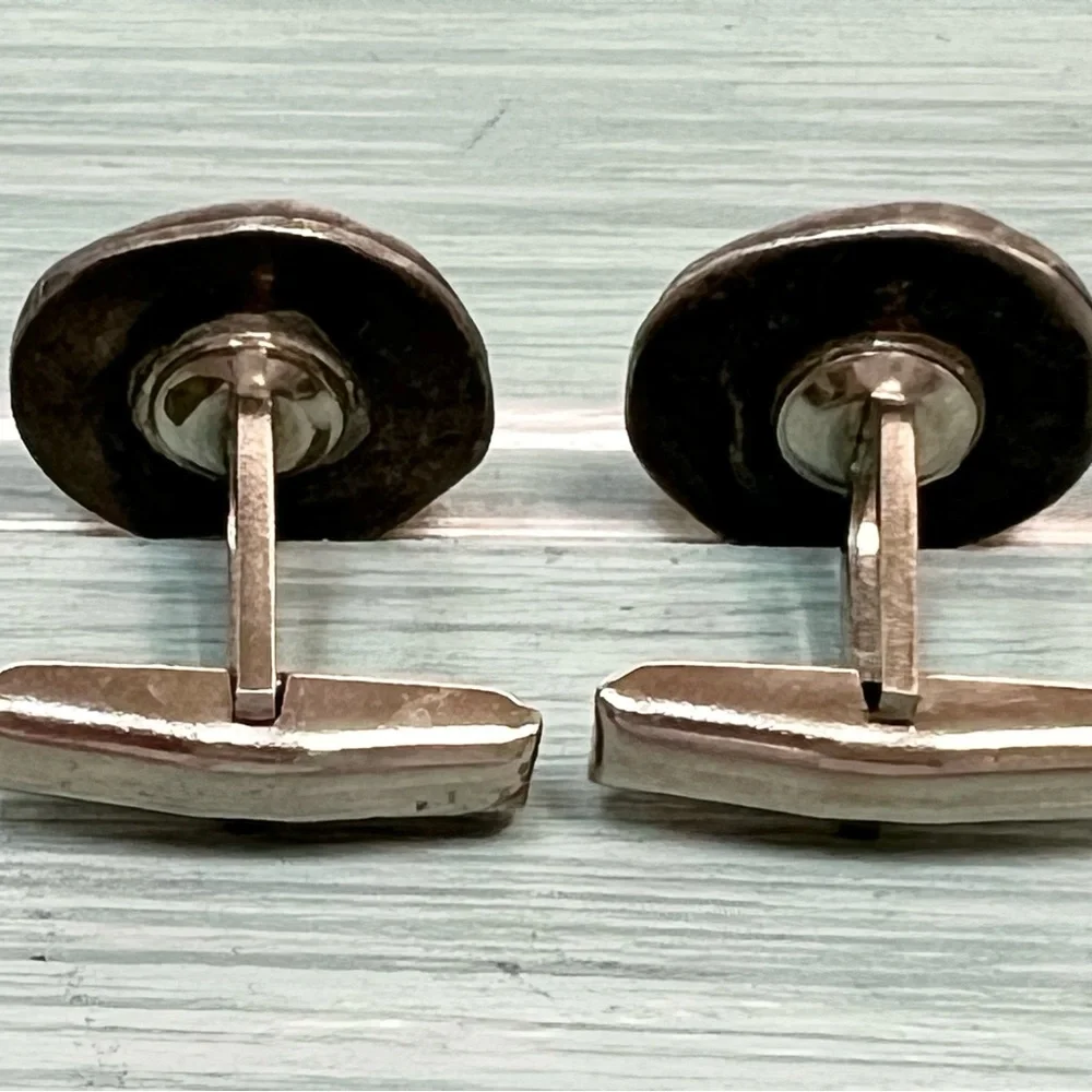 Vintage Native American Thunderbird Print Silver Cufflinks Unisex